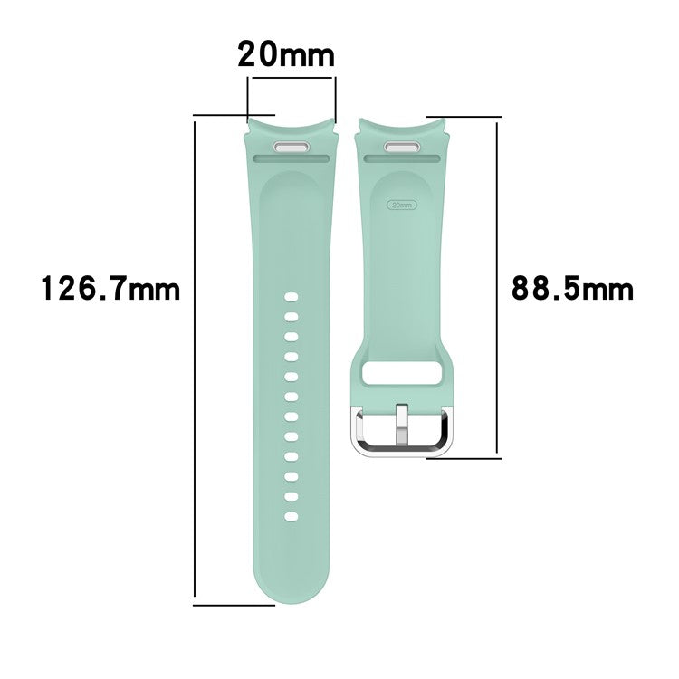 For Samsung Galaxy Watch4 / 5 / 6 / 7 40mm / Watch 5 Pro 45mm / Watch FE 40mm Wrist Band Silver Buckle Silicone Watch Strap - Light Pink