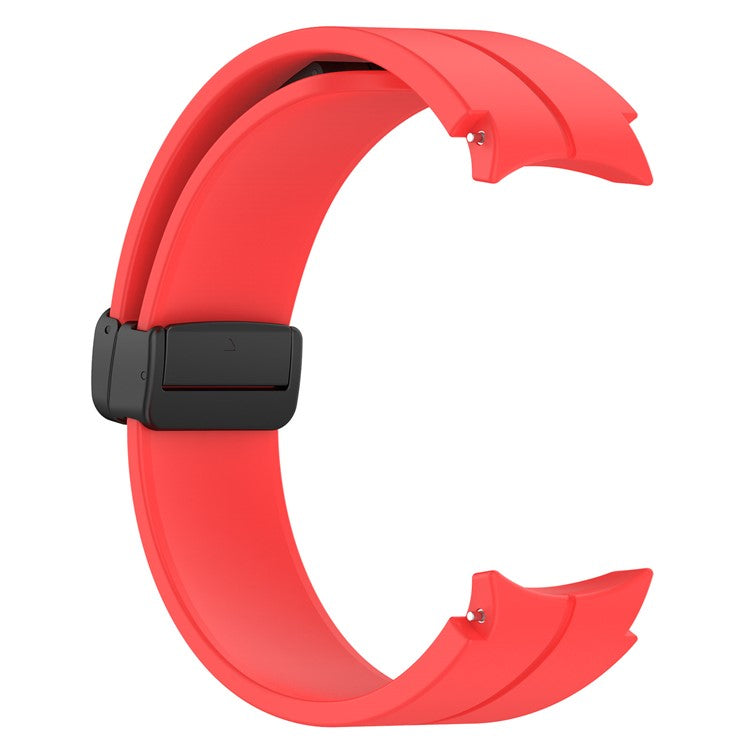 For Samsung Galaxy Watch7 40mm Replacement Band Magnetic Folding Black Buckle Silicone Strap - Red