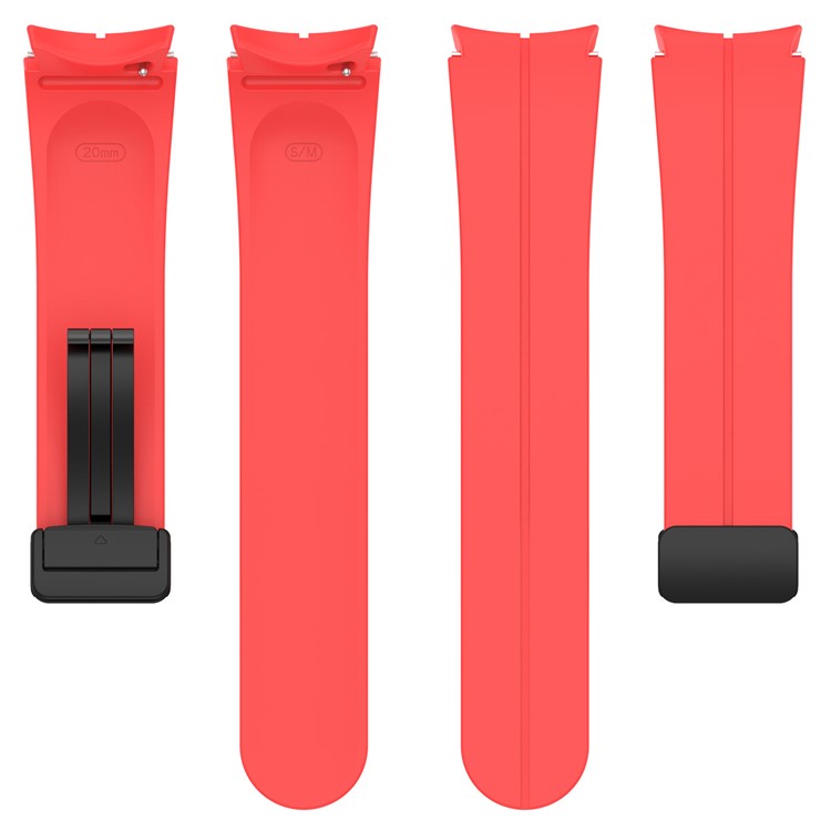 For Samsung Galaxy Watch7 40mm Replacement Band Magnetic Folding Black Buckle Silicone Strap - Red