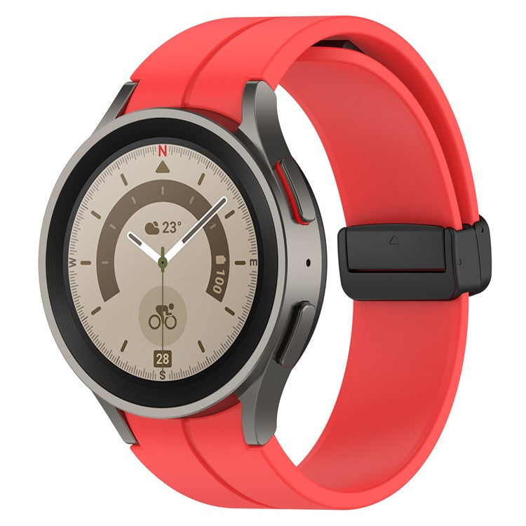 For Samsung Galaxy Watch7 40mm Replacement Band Magnetic Folding Black Buckle Silicone Strap - Red