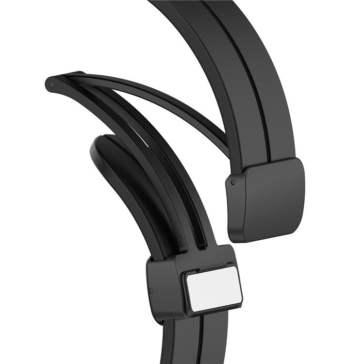 For Samsung Galaxy Watch7 40mm Replacement Band Magnetic Folding Black Buckle Silicone Strap - Red