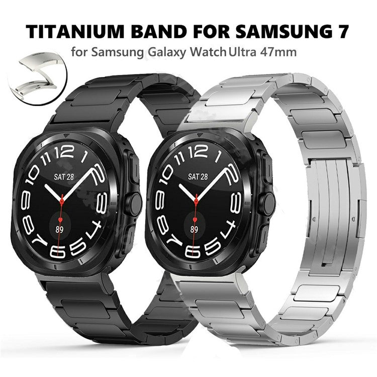 For Samsung Galaxy Watch Ultra 47mm Replacement Watch Band Folding Buckle Titanium Alloy Strap - Silver