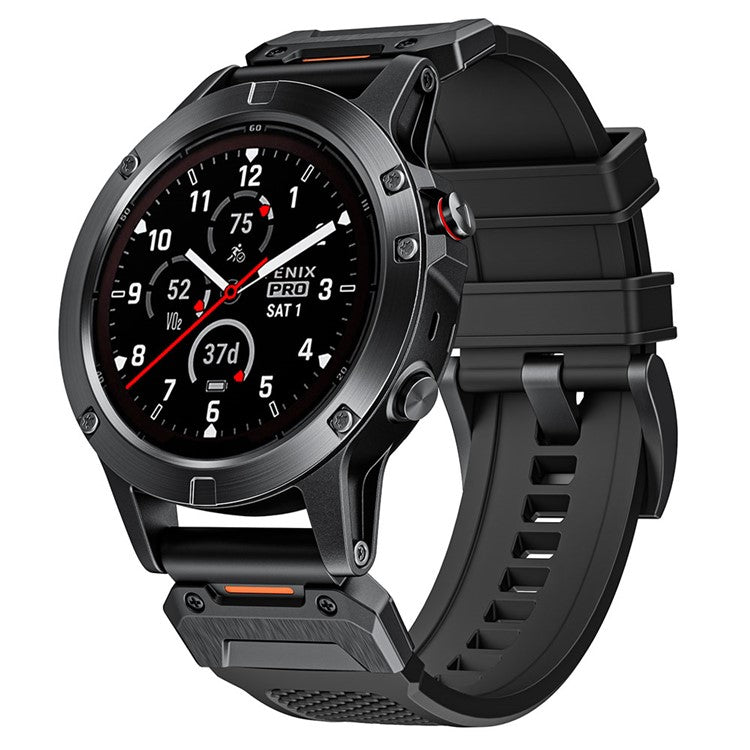 For Garmin Fenix 3 / 5 / 5X / 6X / 7X Soft Rubber Replacement Strap 26mm Universal Smart Watch Wrist Band - Black
