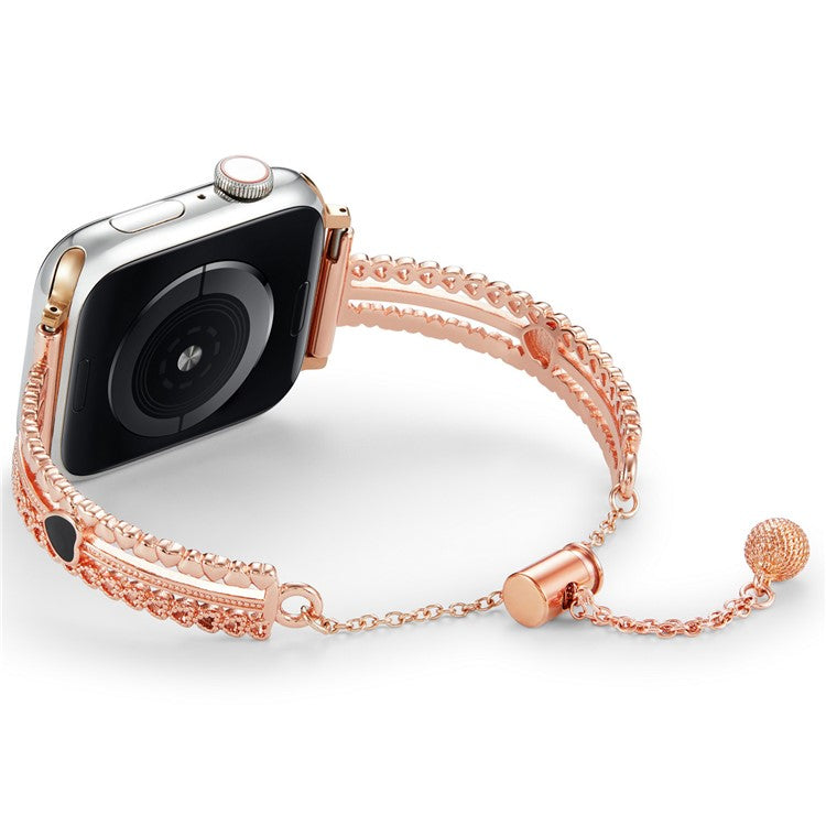 Copper Bracelet for Apple Watch 10 46mm / Ultra 2 / Ultra 49mm / 9 8 7 45mm / SE (2023) SE (2022) SE 6 5 4 44mm / 3 2 1 42mm Zircon Decor Strap - Rose Gold