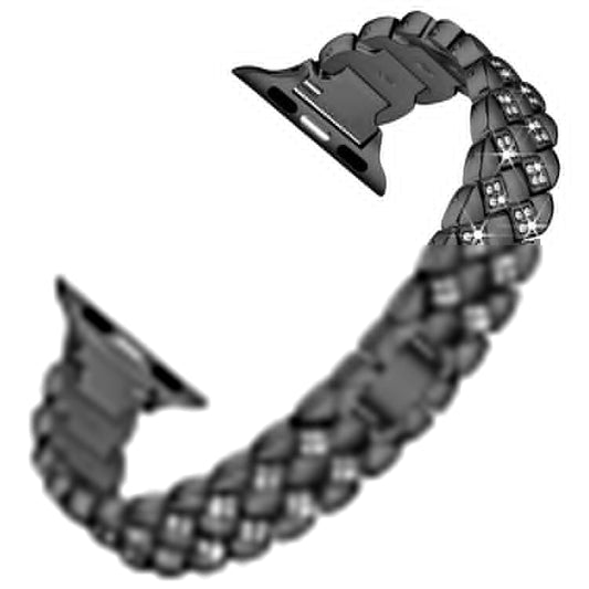 For Apple Watch 10 46mm / Ultra 2 / Ultra 49mm / 9 8 7 45mm / SE (2023) SE (2022) SE 6 5 4 44mm / 3 2 1 42mm Rhombus Design Zinc Alloy Watch Strap - Black