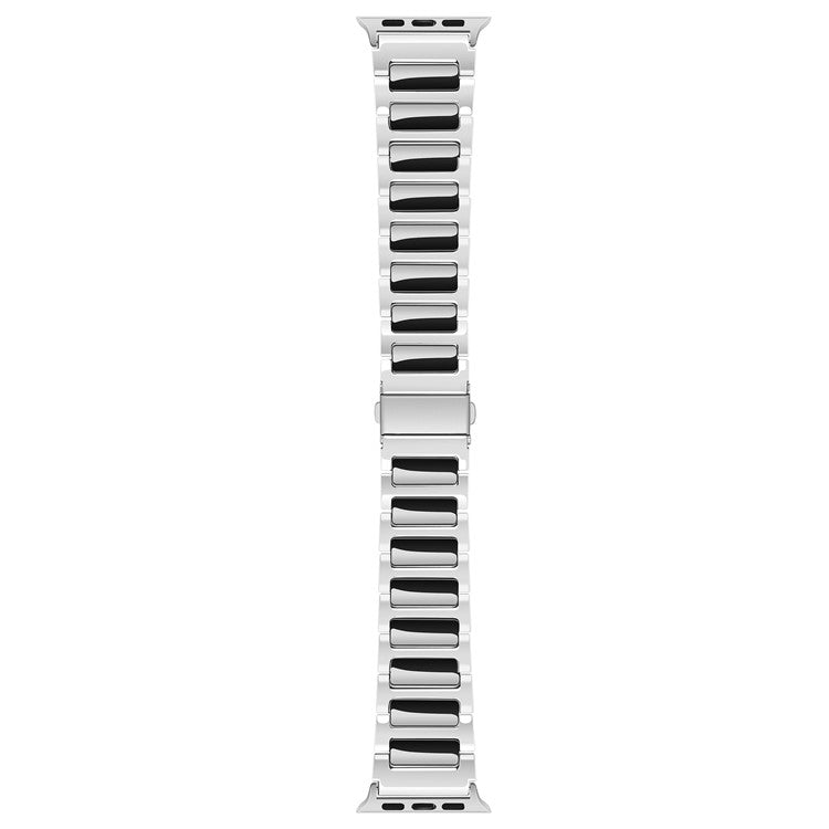 For Apple Watch 10 46mm / Ultra 2 / Ultra 49mm / 9 8 7 45mm / SE (2023) SE (2022) SE 6 5 4 44mm / 3 2 1 42mm Zinc Alloy Smartwatch Strap - Silver+Black