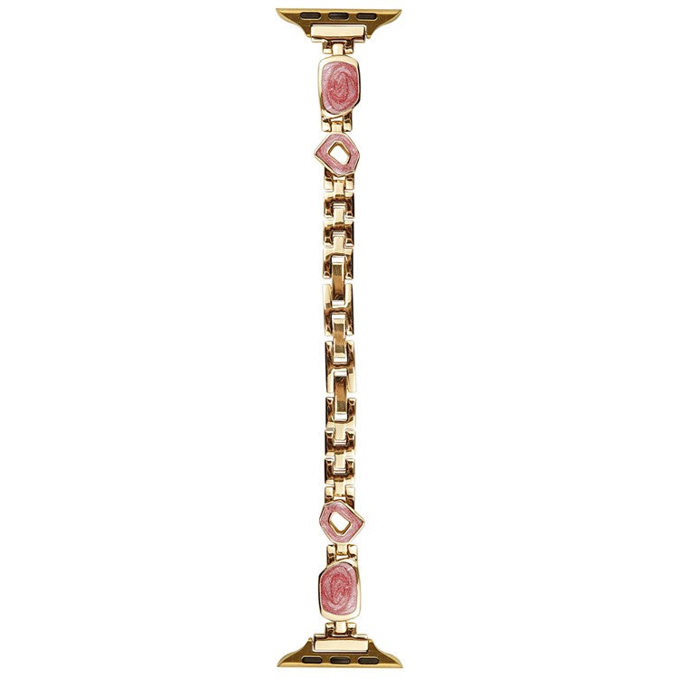 For Apple Watch 10 46mm / Ultra 2 / Ultra 49mm / 9 8 7 45mm / SE (2023) SE (2022) SE 6 5 4 44mm / 3 2 1 42mm Zinc Alloy Watch Band - Swirl Pink / Gold
