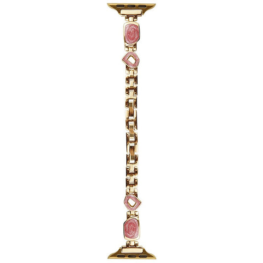 For Apple Watch 10 46mm / Ultra 2 / Ultra 49mm / 9 8 7 45mm / SE (2023) SE (2022) SE 6 5 4 44mm / 3 2 1 42mm Zinc Alloy Watch Band - Swirl Pink / Gold