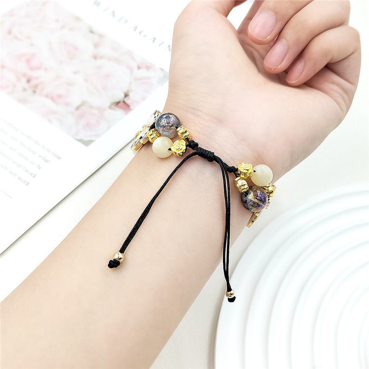 For Apple Watch 10 46mm / Ultra 2 / Ultra 49mm / 9 8 7 45mm / SE (2023) SE (2022) SE 6 5 4 44mm / 3 2 1 42mm Butterfly Beads Rope Watch Band - Black