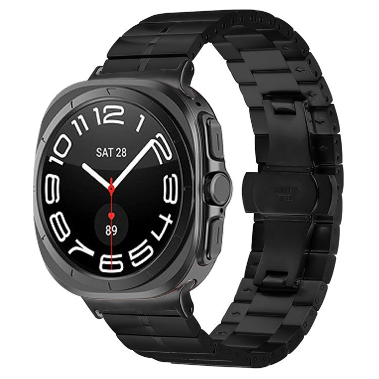 KALEBOL For Samsung Galaxy Watch Ultra 47mm Stylish Stainless Steel Watch Band Wrist Strap - Black