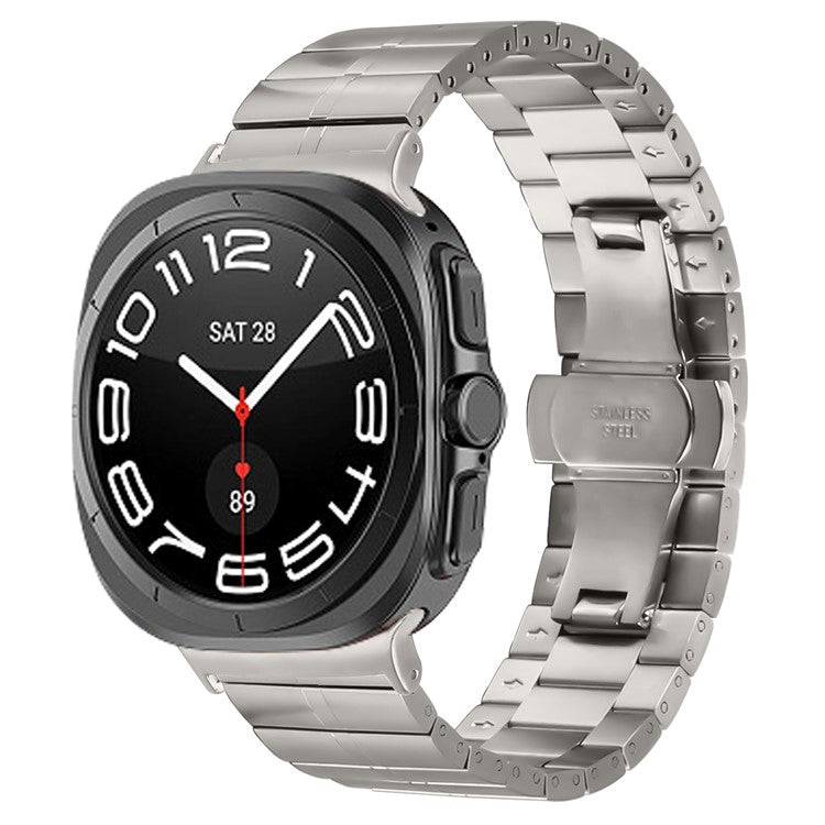 KALEBOL For Samsung Galaxy Watch Ultra 47mm Stylish Stainless Steel Watch Band Wrist Strap - Titanium