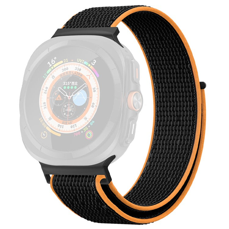 KALEBOL For Samsung Galaxy Watch Ultra 47mm Adjustable Braided Nylon Band Replacement Wrist  Strap - Black+Orange