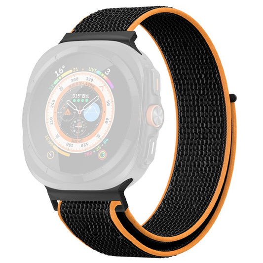 KALEBOL For Samsung Galaxy Watch Ultra 47mm Adjustable Braided Nylon Band Replacement Wrist  Strap - Black+Orange