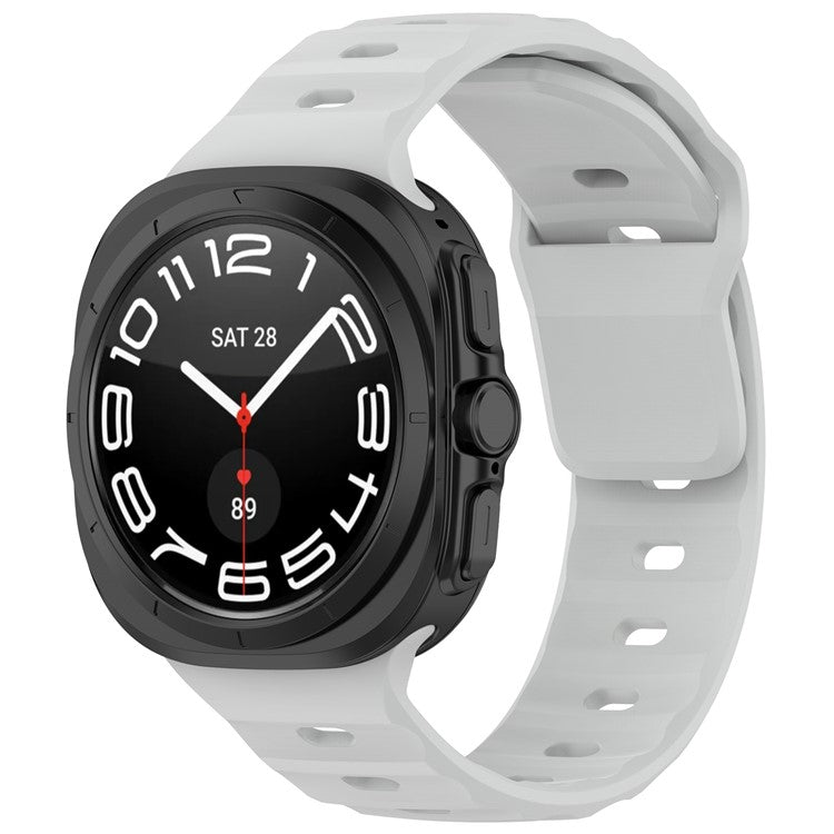 KALEBOL For Samsung Galaxy Watch Ultra 47mm Silicone Watchband Watch Strap with Square Buckle - Light Grey