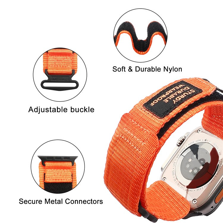 KALEBOL For Apple Watch 10 46mm / Ultra 2 / Ultra 49mm / 9 8 7 45mm / SE (2023) SE (2022) SE 6 5 4 44mm / 3 2 1 42mm Nylon Strap - Orange