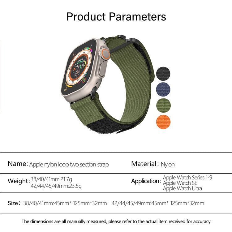 KALEBOL For Apple Watch 10 46mm / Ultra 2 / Ultra 49mm / 9 8 7 45mm / SE (2023) SE (2022) SE 6 5 4 44mm / 3 2 1 42mm Nylon Strap - Orange