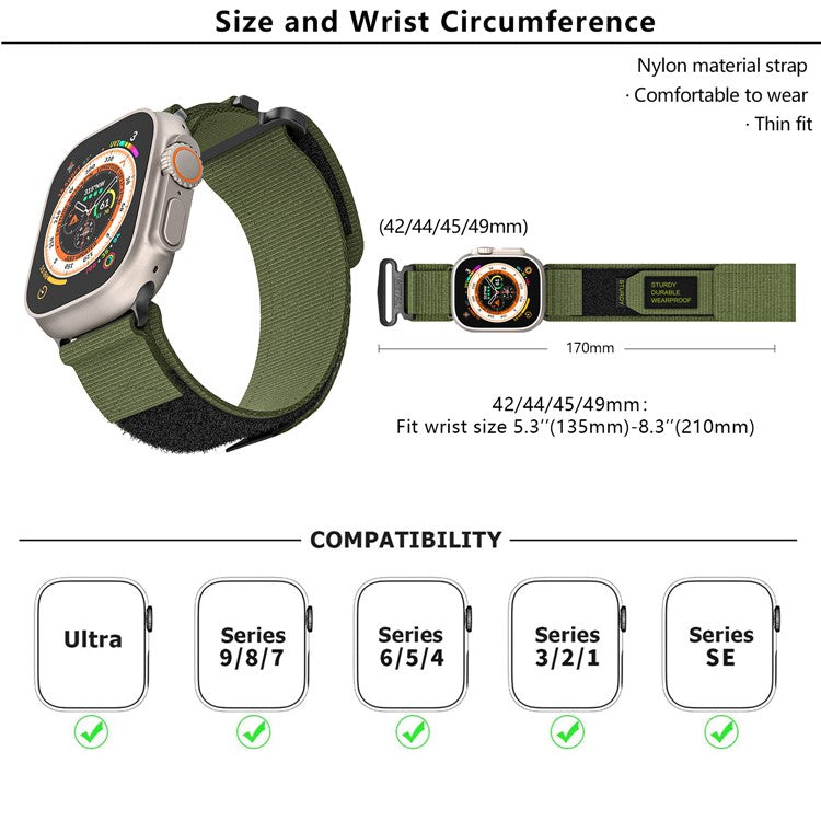 KALEBOL For Apple Watch 10 46mm / Ultra 2 / Ultra 49mm / 9 8 7 45mm / SE (2023) SE (2022) SE 6 5 4 44mm / 3 2 1 42mm Nylon Strap - Orange