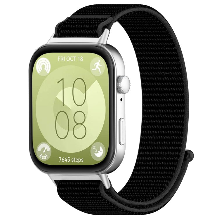 KALEBOL For Huawei Watch Fit 3 Strap Magic Tape Nylon Soft Watch Band - Black