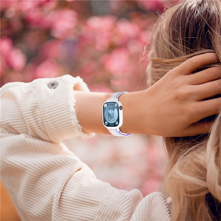 Integrated Watch Strap for Huawei Watch Fit 3 Woven Nylon Watchband with TPU Watch Case - Indigo Blue