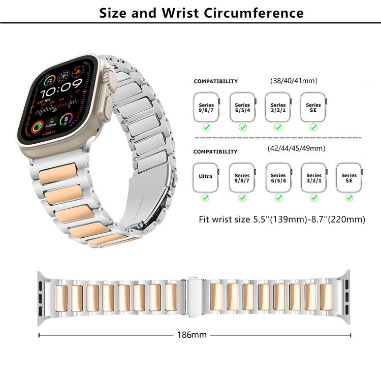 KALEBOL For Apple Watch Series 10 42mm / 9 8 7 41mm / SE (2023) SE (2022) SE 6 5 4 40mm / 3 2 1 38mm Zinc Alloy Watch Band - Silver