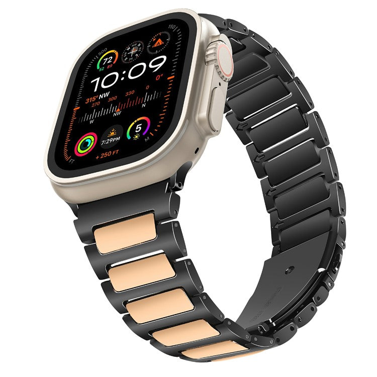 KALEBOL For Apple Watch 10 46mm / Ultra 2 / Ultra 49mm / 9 8 7 45mm / SE (2023) SE (2022) SE 6 5 4 44mm / 3 2 1 42mm Watch Strap Zinc Alloy - Black+Rose Gold