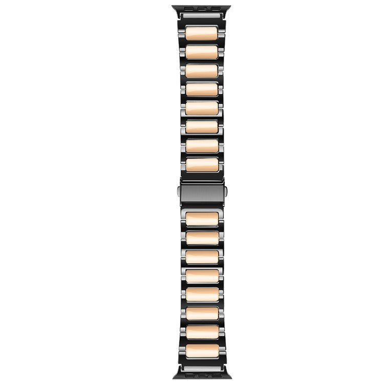 KALEBOL For Apple Watch 10 46mm / Ultra 2 / Ultra 49mm / 9 8 7 45mm / SE (2023) SE (2022) SE 6 5 4 44mm / 3 2 1 42mm Watch Strap Zinc Alloy - Black+Rose Gold