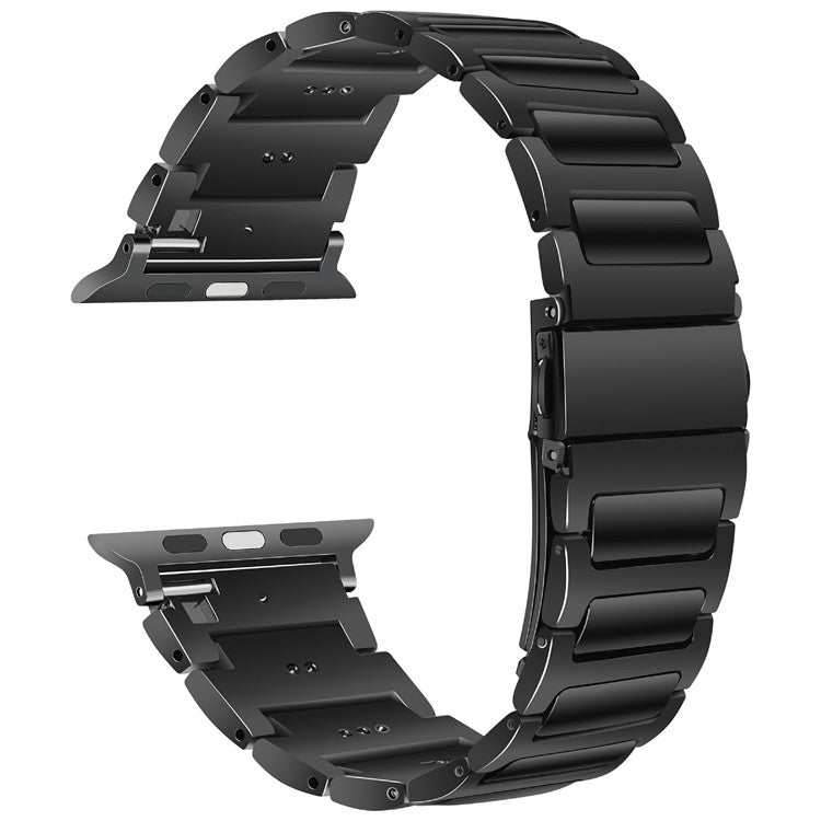 KALEBOL For Apple Watch 10 46mm / Ultra 2 / Ultra 49mm / 9 8 7 45mm / SE (2023) SE (2022) SE 6 5 4 44mm / 3 2 1 42mm Watch Strap Zinc Alloy - Black
