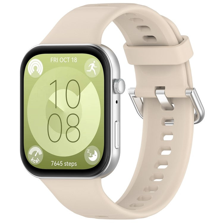 KALEBOL For Huawei Watch Fit 3 Watch Band Soft Silicone Adjustable Wrist Strap - Ivory White