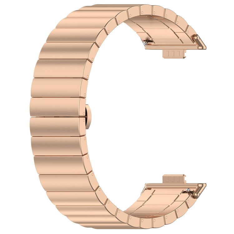 KALEBOL For Huawei Watch Fit 3 Stainless Steel Watch Strap Metal Bow Buckle Wrist Band - Rose Gold