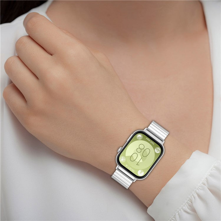 KALEBOL For Huawei Watch Fit 3 Stainless Steel Watch Strap Metal Bow Buckle Wrist Band - Rose Gold
