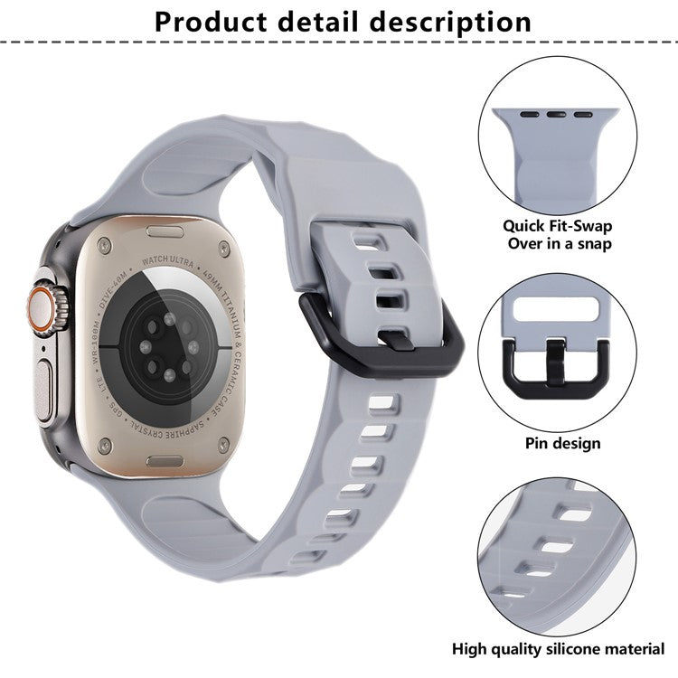 KALEBOL For Apple Watch 10 46mm / Ultra 2 / Ultra 49mm / 9 8 7 45mm / SE (2023) SE (2022) SE 6 5 4 44mm / 3 2 1 42mm Silicone Sport Watch Strap - Starlight