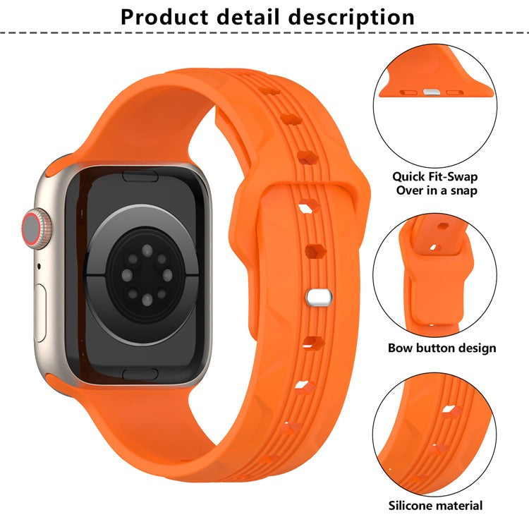 KALEBOL For Apple Watch Series 10 42mm / 9 8 7 41mm / SE (2023) SE (2022) SE 6 5 4 40mm / 3 2 1 38mm Silicone Watch Band Vertical Strip Texture - Lime