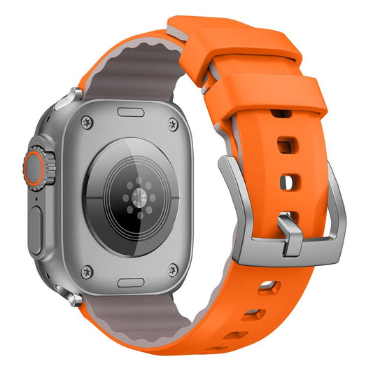 KALEBOL For Apple Watch 10 46mm / Ultra 2 / Ultra 49mm / 9 8 7 45mm / SE (2023) SE (2022) SE 6 5 4 44mm / 3 2 1 42mm Silicone Band Dual Color -  Orange