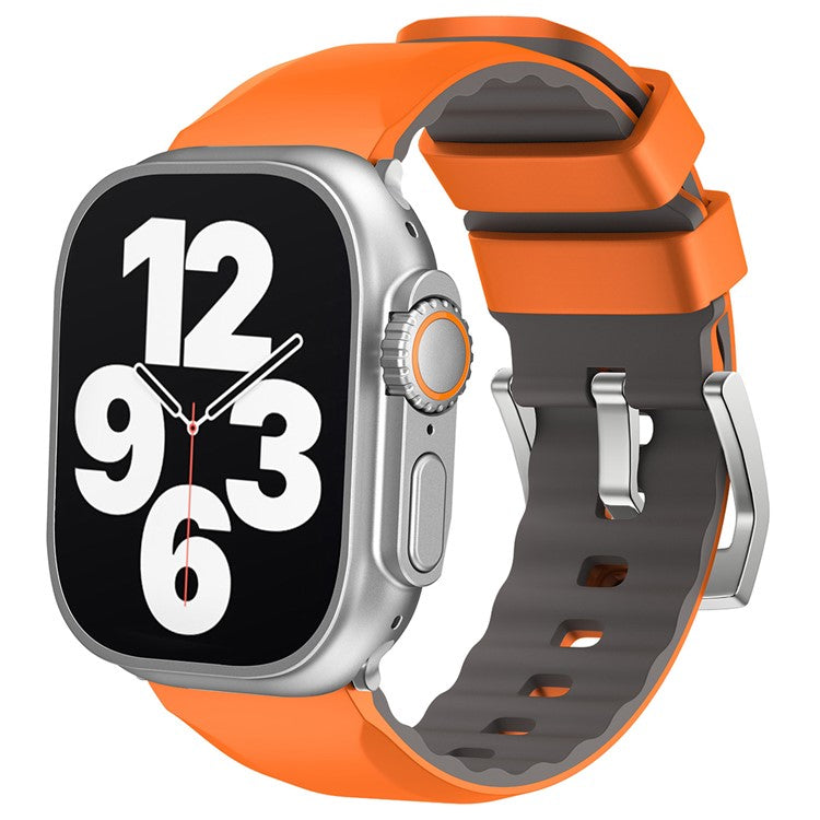 KALEBOL For Apple Watch 10 46mm / Ultra 2 / Ultra 49mm / 9 8 7 45mm / SE (2023) SE (2022) SE 6 5 4 44mm / 3 2 1 42mm Silicone Band Dual Color -  Orange