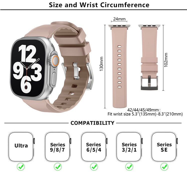 KALEBOL For Apple Watch 10 46mm / Ultra 2 / Ultra 49mm / 9 8 7 45mm / SE (2023) SE (2022) SE 6 5 4 44mm / 3 2 1 42mm Silicone Band Dual Color -  Orange