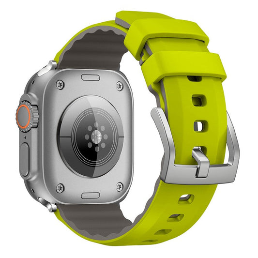 KALEBOL For Apple Watch Series 10 42mm / 9 8 7 41mm / SE (2023) SE (2022) SE 6 5 4 40mm / 3 2 1 38mm Watch Band Dual Color Silicone Strap - Fluorescent Green