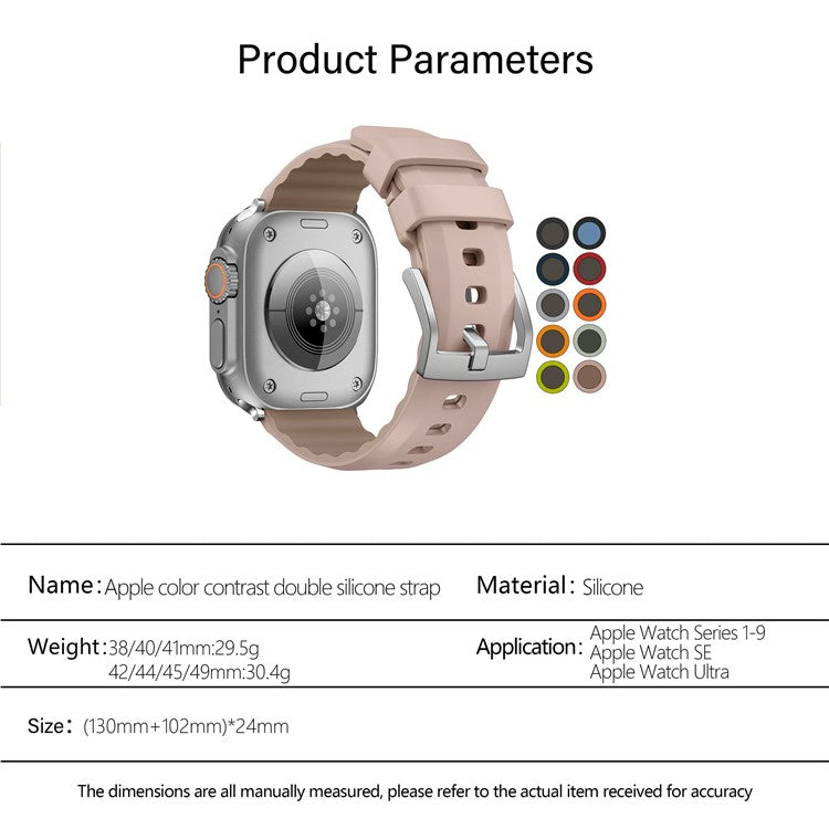 KALEBOL For Apple Watch Series 10 42mm / 9 8 7 41mm / SE (2023) SE (2022) SE 6 5 4 40mm / 3 2 1 38mm Watch Band Dual Color Silicone Strap - Fluorescent Green