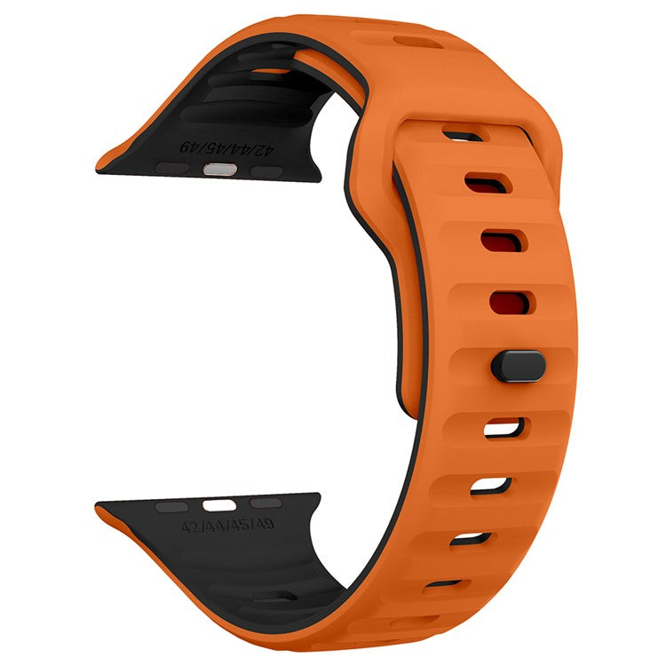KALEBOL For Apple Watch Series 10 42mm / 9 8 7 41mm / SE (2023) SE (2022) SE 6 5 4 40mm / 3 2 1 38mm Silicone Watch Band Dual Color - Orange+Black