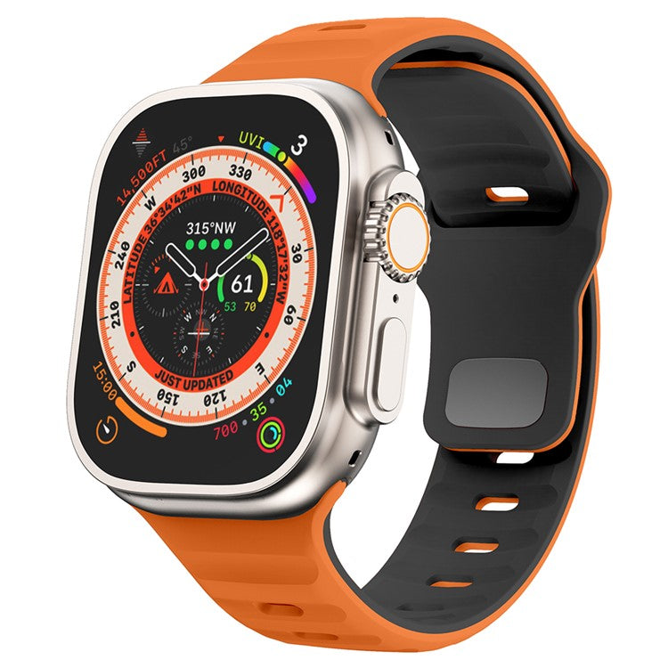 KALEBOL For Apple Watch Series 10 42mm / 9 8 7 41mm / SE (2023) SE (2022) SE 6 5 4 40mm / 3 2 1 38mm Silicone Watch Band Dual Color - Orange+Black