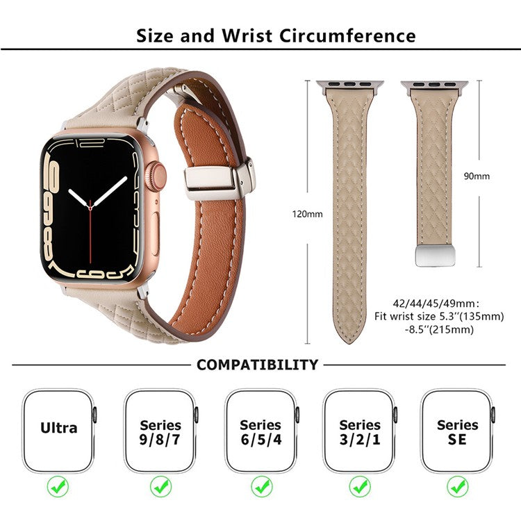 KALEBOL For Apple Watch 10 46mm / Ultra 2 / Ultra 49mm / 9 8 7 45mm / SE (2023) SE (2022) SE 6 5 4 44mm / 3 2 1 42mm Genuine Leather Watch Band - Brown