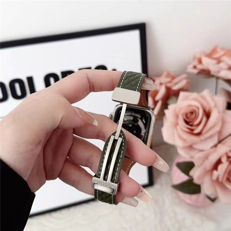 KALEBOL For Apple Watch Series 10 42mm / 9 8 7 41mm / SE (2023) SE (2022) SE 6 5 4 40mm / 3 2 1 38mm Genuine Leather Watch Strap - Grey Brown