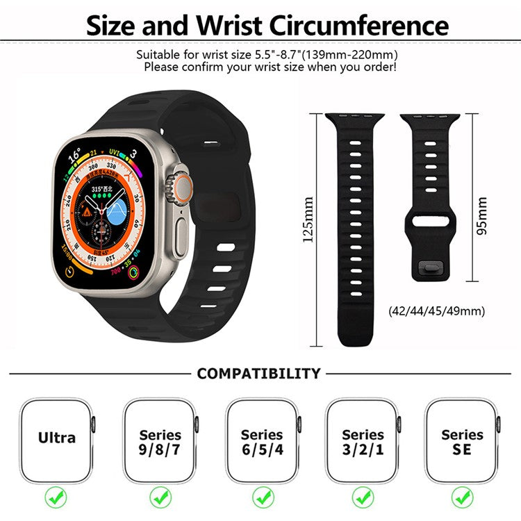 KALEBOL For Apple Watch 10 46mm / Ultra 2 / Ultra 49mm / 9 8 7 45mm / SE (2023) SE (2022) SE 6 5 4 44mm / 3 2 1 42mm Silicone Watch Band - Midnight Blue