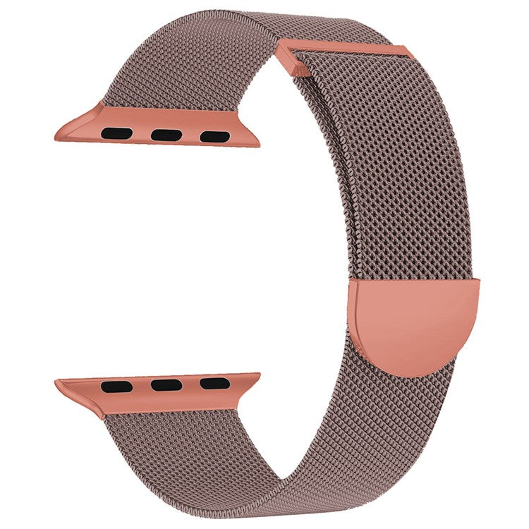 KALEBOL For Apple Watch Series 10 42mm / 9 8 7 41mm / SE (2023) SE (2022) SE 6 5 4 40mm / 3 2 1 38mm Milanese Metal Watchband - Pink / Orange