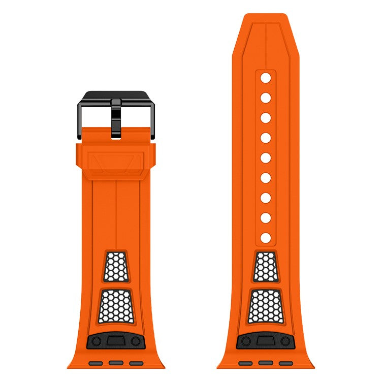 KALEBOL For Apple Watch 10 46mm / Ultra 2 / Ultra 49mm / 9 8 7 45mm / SE (2023) SE (2022) SE 6 5 4 44mm / 3 2 1 42mm Honeycomb Watch Band - Orange+Black