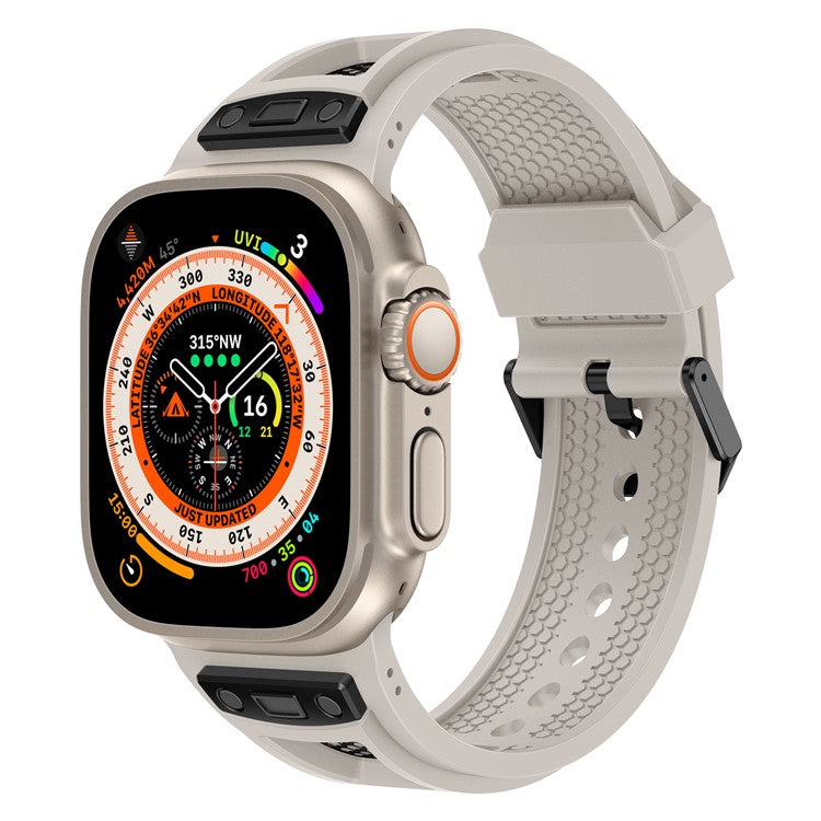 KALEBOL For Apple Watch 10 46mm / Ultra 2 / Ultra 49mm / 9 8 7 45mm / SE (2023) SE (2022) SE 6 5 4 44mm / 3 2 1 42mm Honeycomb Watch Band - Starlight+Black