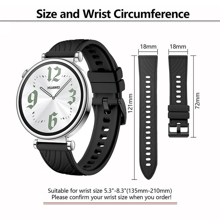 KALEBOL For Huawei Watch GT 4 41mm / Garmin Venu 3S / Asus Zenwatch 3 WI503Q Silicone Watch Band 18mm - Black / Black