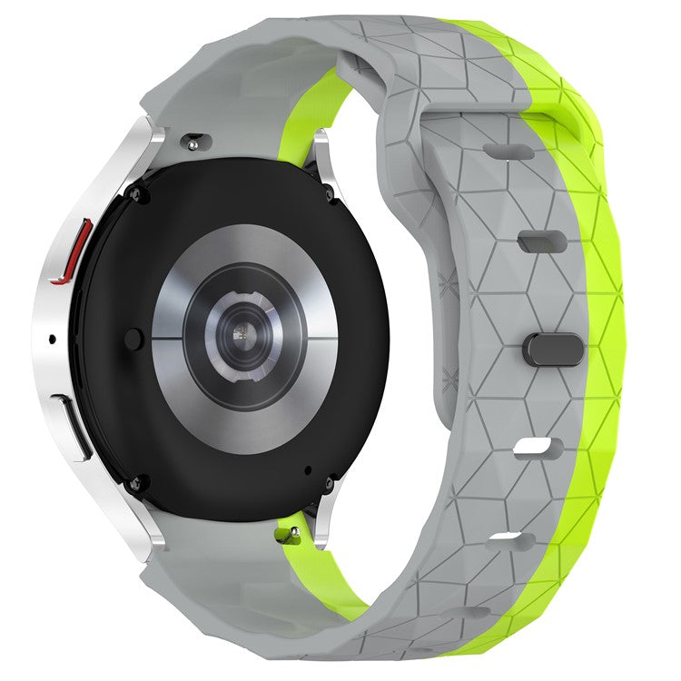 For Samsung Galaxy Watch FE / 7 / 6 / 5 / 4 Watch Band Football Pattern Replacement Silicone Strap - Grey+Green