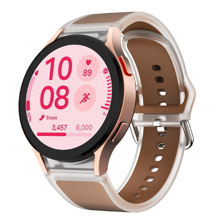 For Samsung Galaxy Watch FE / 7 / 6 / 5 / 4 Transparent Design Watch Band Adjustable Silicone Strap - Transparent Dark Brown
