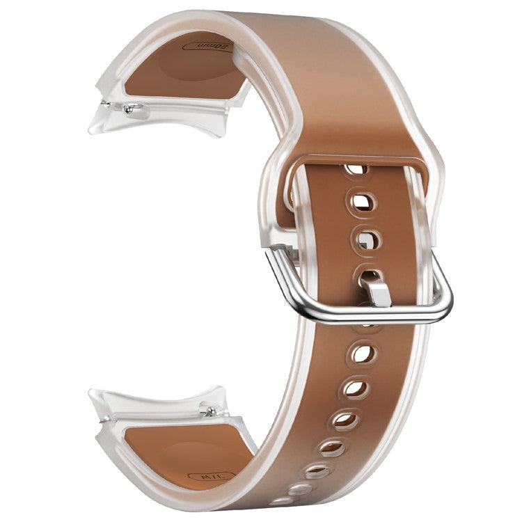 For Samsung Galaxy Watch FE / 7 / 6 / 5 / 4 Transparent Design Watch Band Adjustable Silicone Strap - Transparent Dark Brown