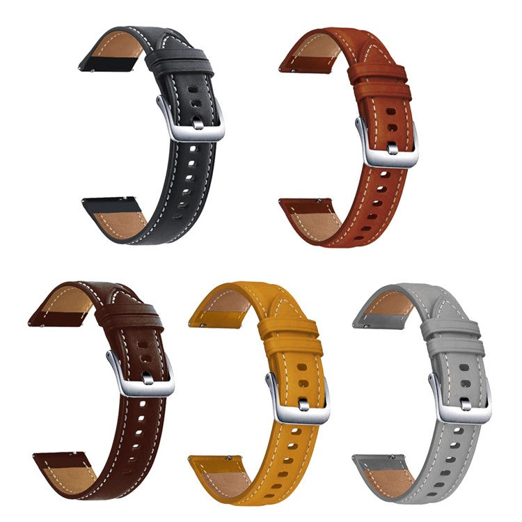 22mm Genuine Leather Watch Strap Replacement for Samsung Galaxy Watch3 45MM R840 - Black
